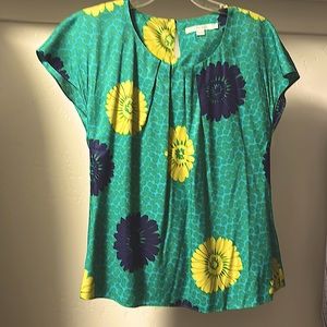 Soft silk pleated blouse, with floral print. Like new, great condition